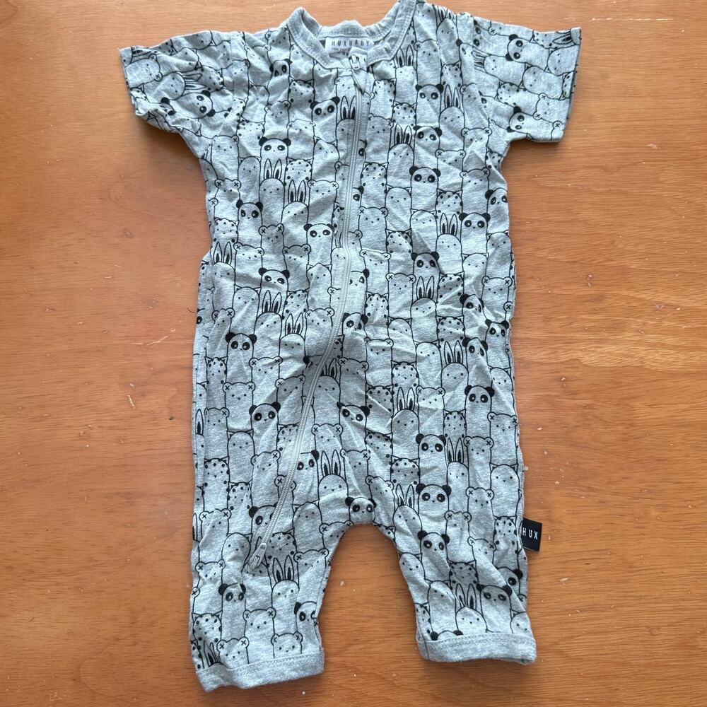 Hux Baby Gray Black Animal Romper One Piece Outfit 12-18 Months Toddler Boy